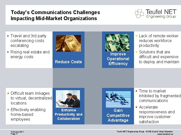 Today’s Communications Challenges Impacting Mid-Market Organizations § Travel and 3 rd party conferencing costs