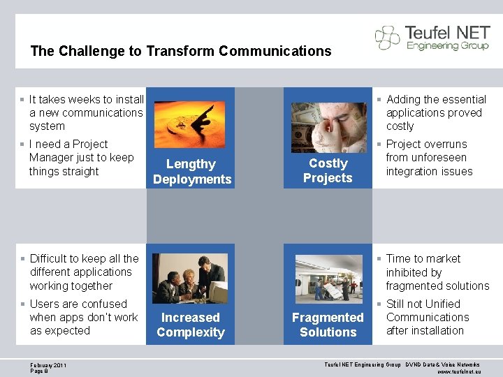 The Challenge to Transform Communications § It takes weeks to install a new communications