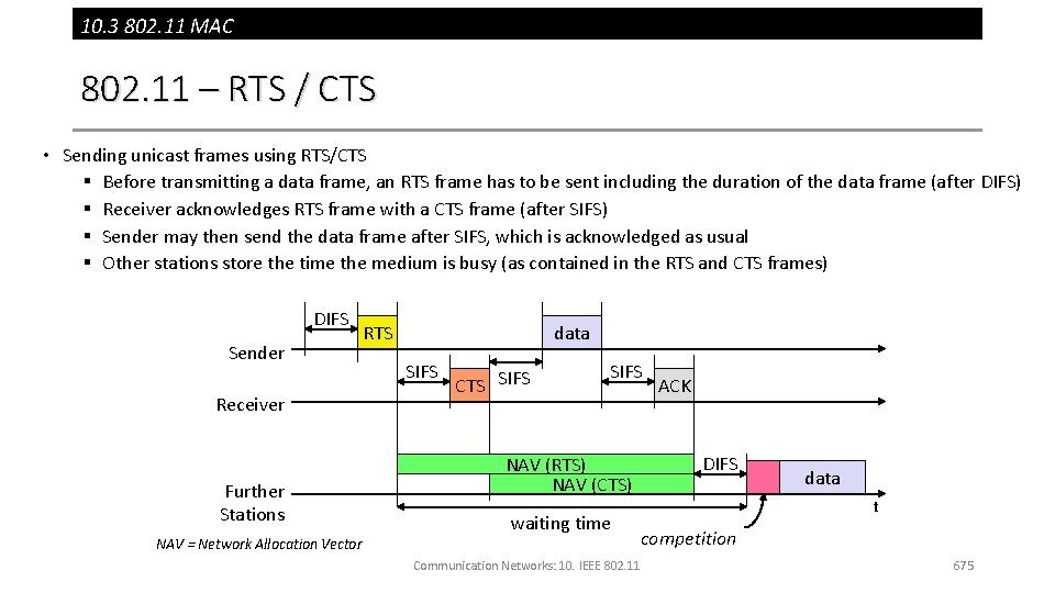 10. 3 802. 11 MAC 802. 11 – RTS / CTS • Sending unicast