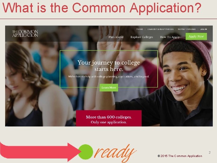 What is the Common Application? © 2015 The Common Application 2 