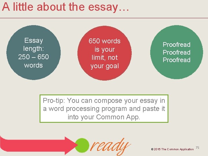 A little about the essay… Essay length: 250 – 650 words is your limit,
