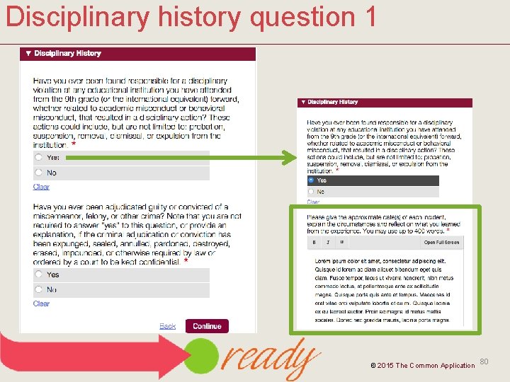 Disciplinary history question 1 © 2015 The Common Application 80 