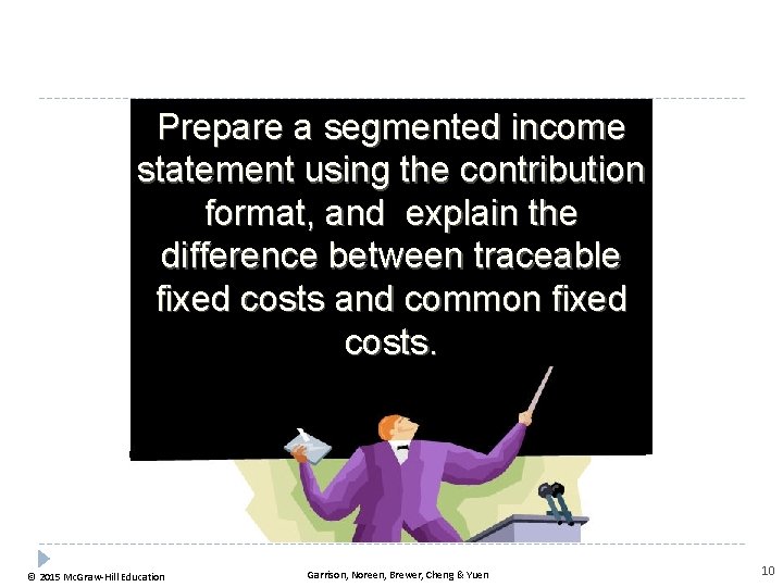 Prepare a segmented income statement using the contribution format, and explain the difference between