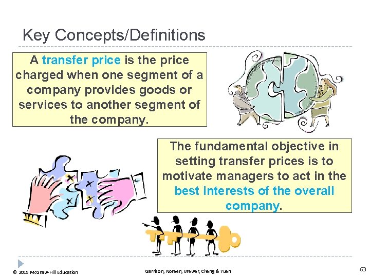 Key Concepts/Definitions A transfer price is the price charged when one segment of a