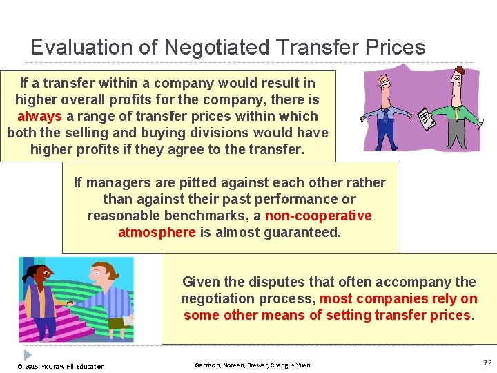 Evaluation of Negotiated Transfer Prices If a transfer within a company would result in