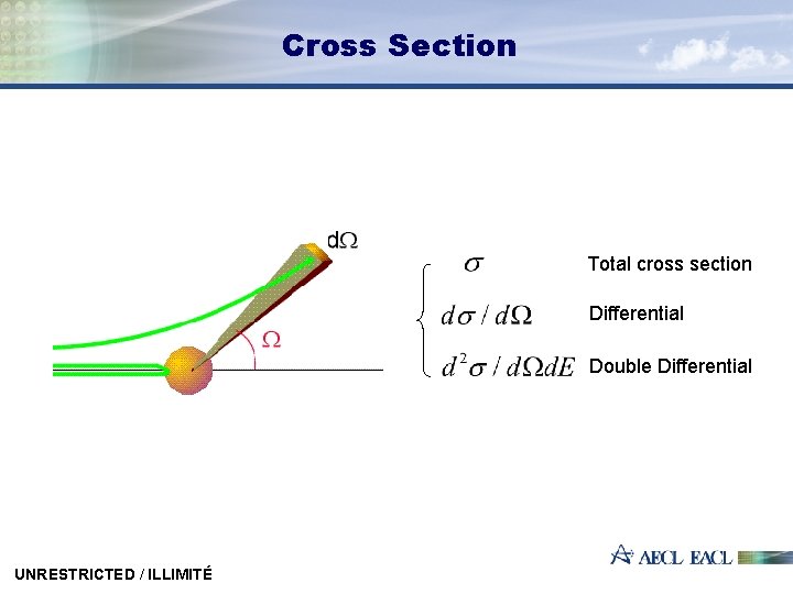 Cross Section Total cross section Differential Double Differential UNRESTRICTED / ILLIMITÉ 