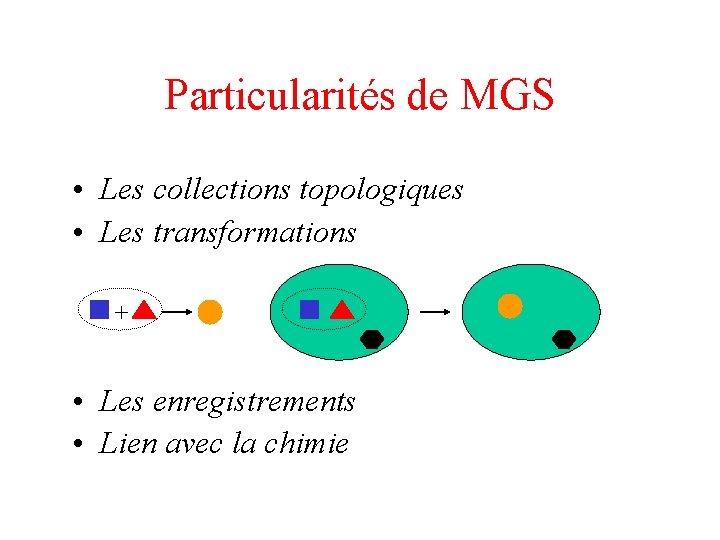 Particularités de MGS • Les collections topologiques • Les transformations + • Les enregistrements