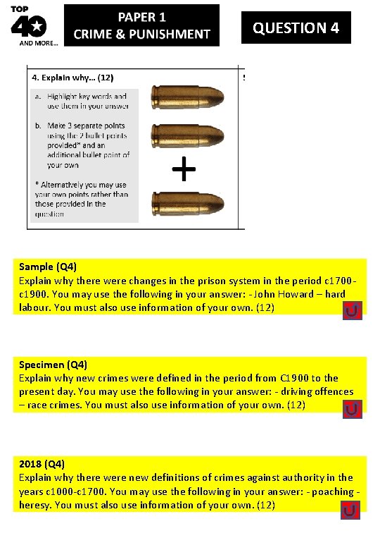 QUESTION 4 Sample (Q 4) Explain why there were changes in the prison system