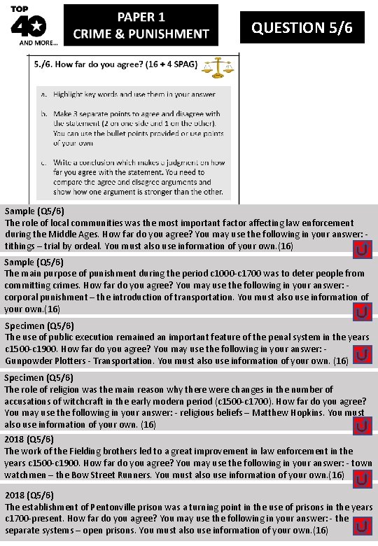 QUESTION 5/6 Sample (Q 5/6) The role of local communities was the most important