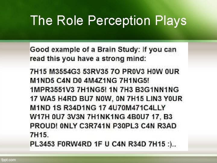 The Role Perception Plays 