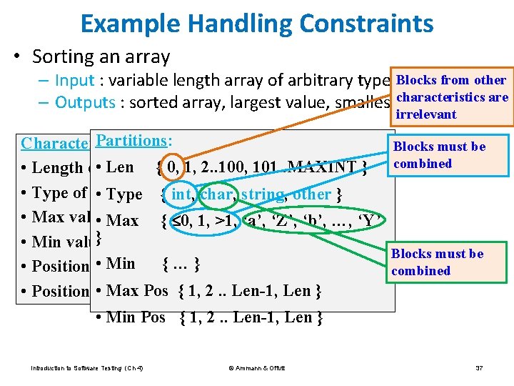 Example Handling Constraints • Sorting an array – Input : variable length array of