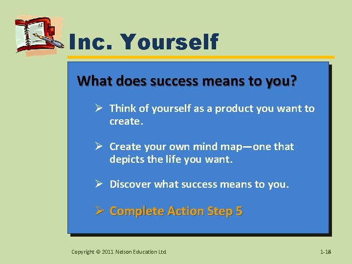 Inc. Yourself What does success means to you? Ø Think of yourself as a