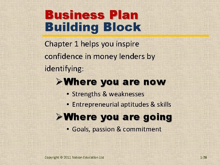 Business Plan Building Block Chapter 1 helps you inspire confidence in money lenders by