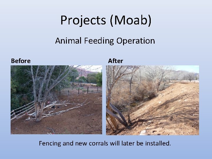 Projects (Moab) Animal Feeding Operation Before After Fencing and new corrals will later be