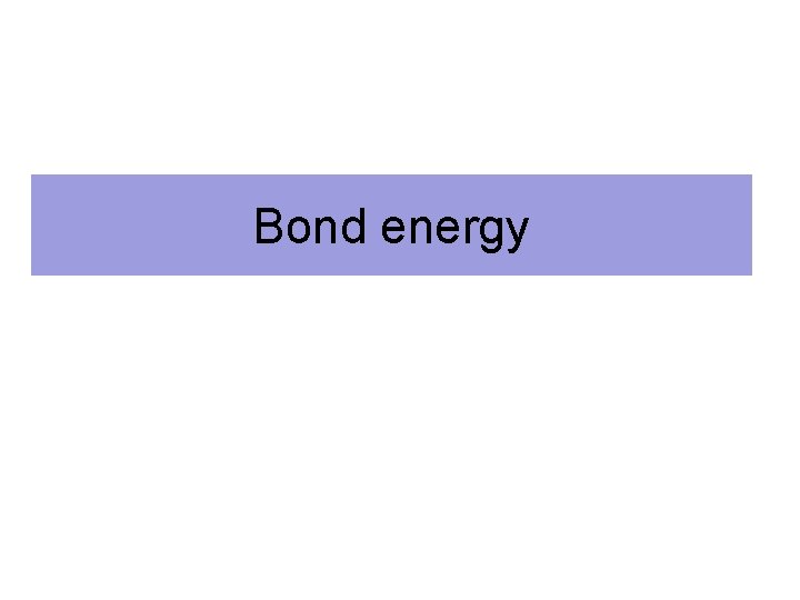 Bond energy 