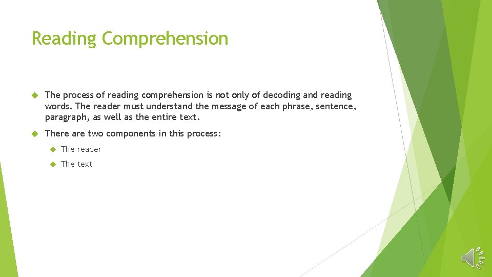Reading Comprehension The process of reading comprehension is not only of decoding and reading