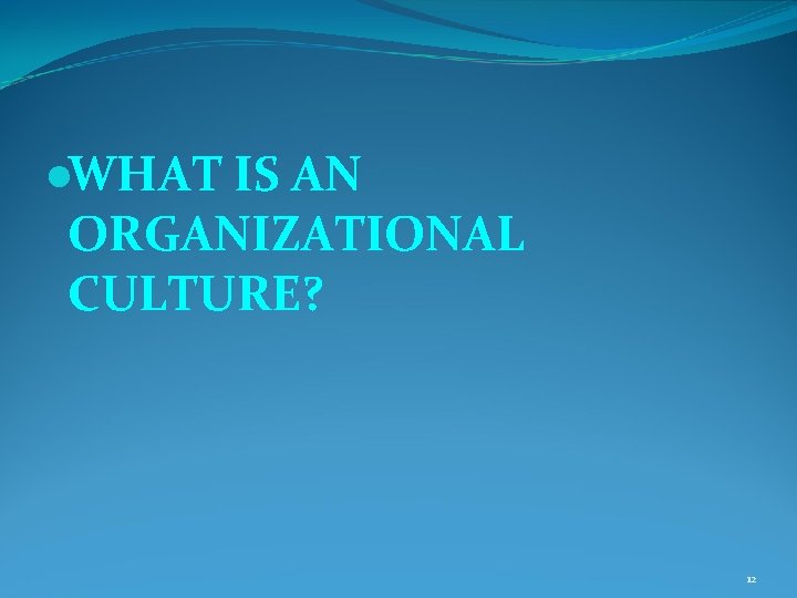●WHAT IS AN ORGANIZATIONAL CULTURE? 12 