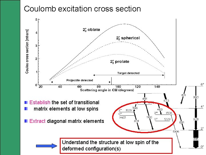 Coulomb excitation cross section Establish the set of transitional matrix elements at low spins