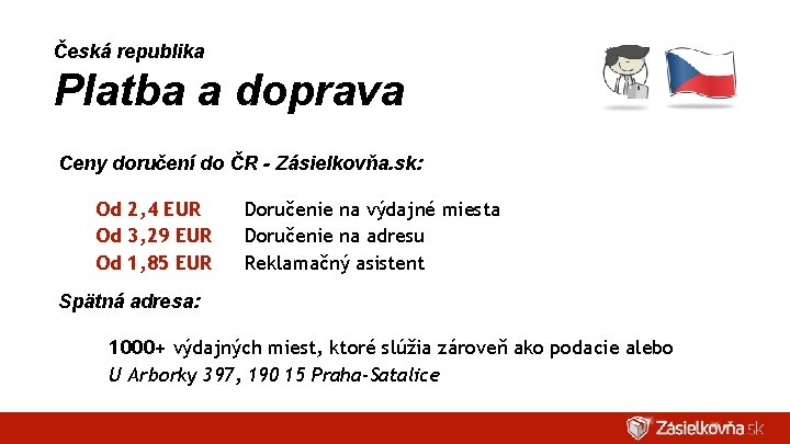 Česká republika Platba a doprava Ceny doručení do ČR - Zásielkovňa. sk: Od 2,