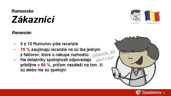 Rumunsko Zákazníci Recenzie: - 6 z 10 Rumunov píše recenzie 78 % zaujímajú recenzie