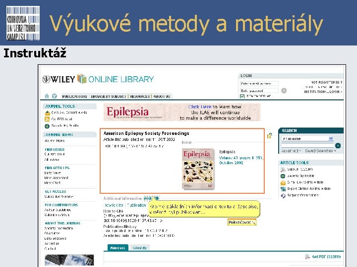 Výukové metody a materiály Instruktáž 