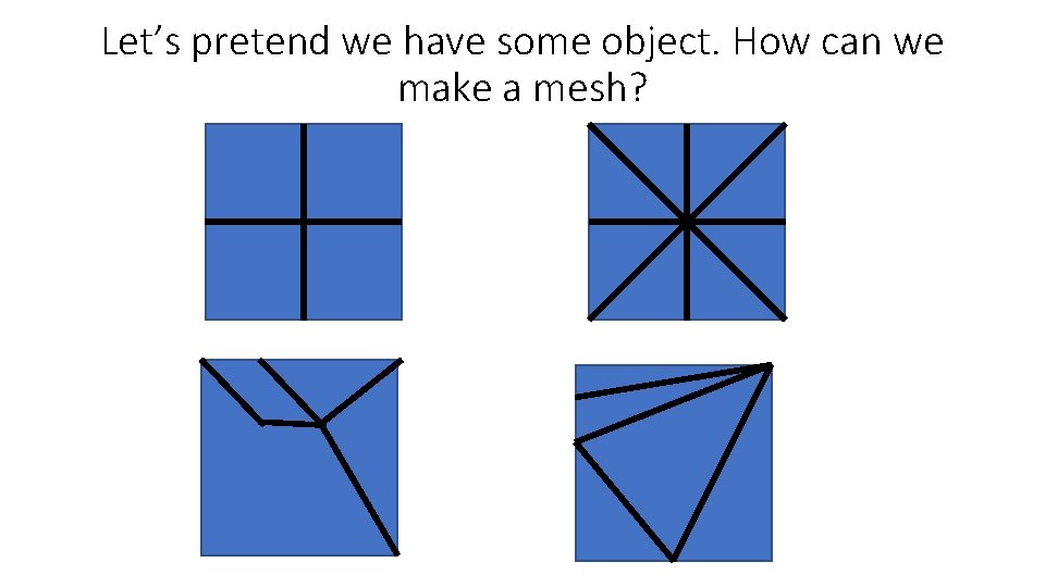 Let’s pretend we have some object. How can we make a mesh? 