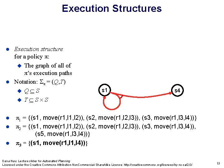 Execution Structures Execution structure for a policy π: The graph of all of π’s