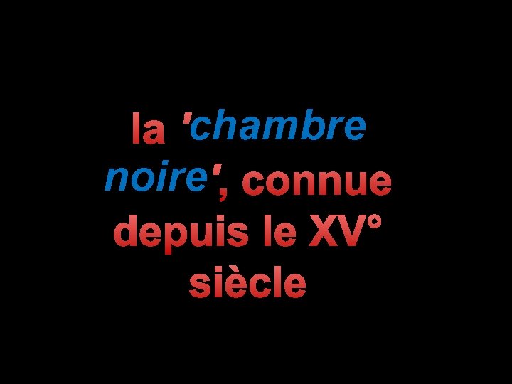 chambre la 'chambre noire ', connue depuis le XV° siècle 