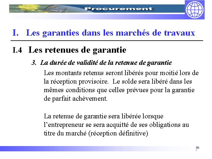 Les garanties dans la Passation des Marchs Prsentation