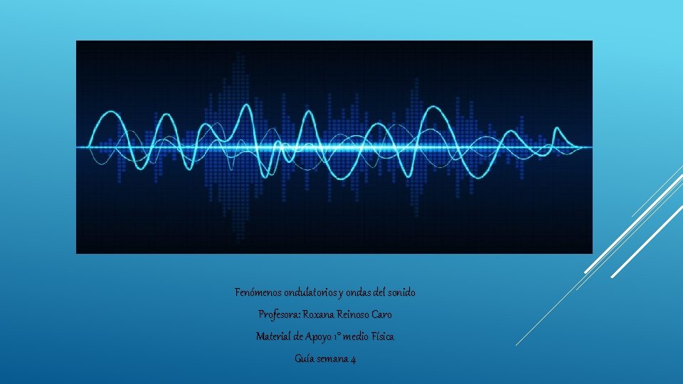 Fenómenos ondulatorios y ondas del sonido Profesora: Roxana Reinoso Caro Material de Apoyo 1°