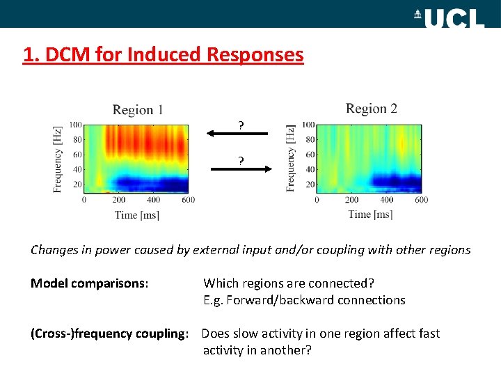 1. DCM for Induced Responses ? ? Changes in power caused by external input