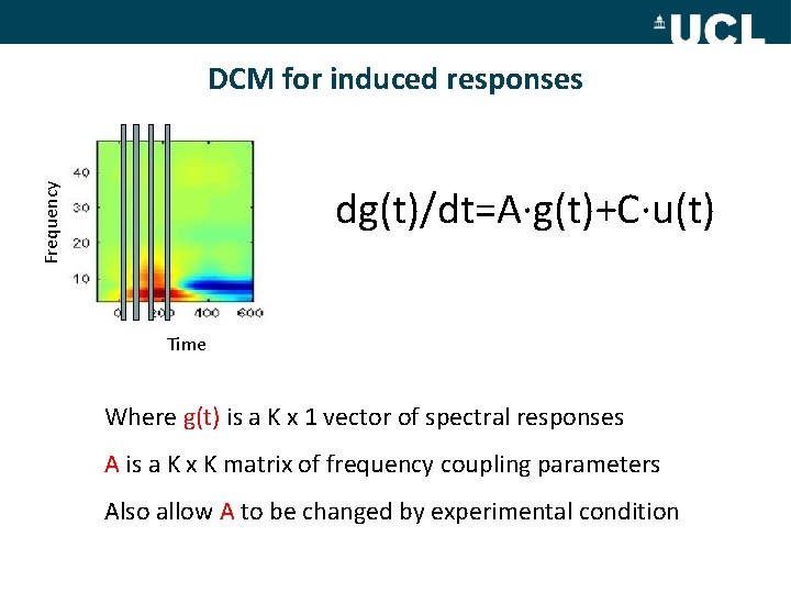 Frequency DCM for induced responses dg(t)/dt=A∙g(t)+C∙u(t) Time Where g(t) is a K x 1