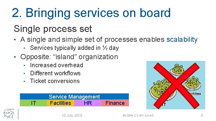 2. Bringing services on board Single process set • A single and simple set