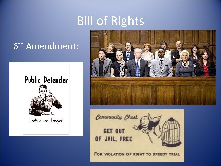 Bill of Rights 6 th Amendment: 