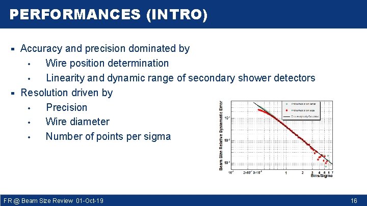 PERFORMANCES (INTRO) ▀ ▀ Accuracy and precision dominated by • Wire position determination •