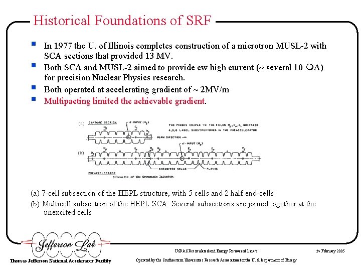 Historical Foundations of SRF § § In 1977 the U. of Illinois completes construction