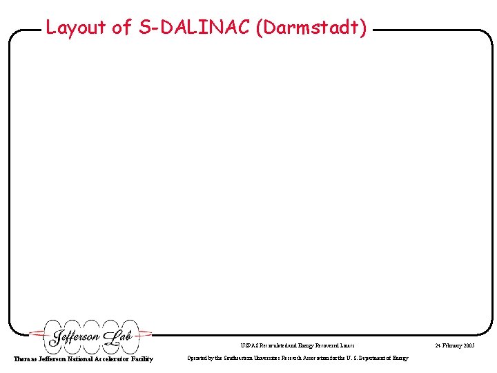 Layout of S-DALINAC (Darmstadt) USPAS Recirculated and Energy Recovered Linacs Thomas Jefferson National Accelerator