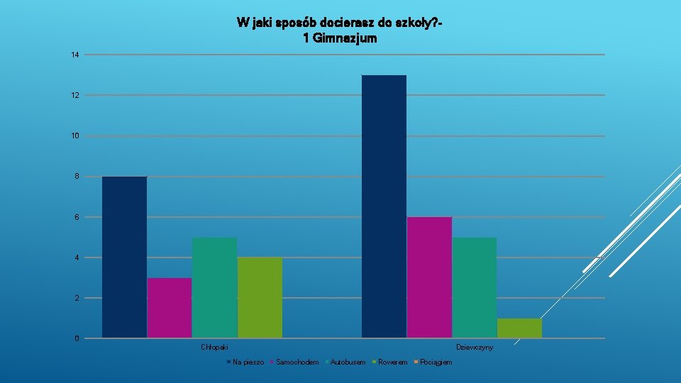 W jaki sposób docierasz do szkoły? 1 Gimnazjum 14 12 10 8 6 4