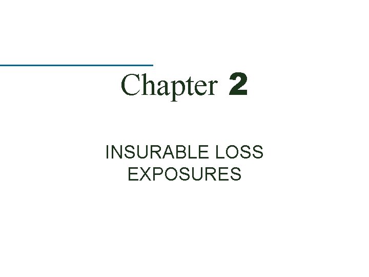 Chapter 2 INSURABLE LOSS EXPOSURES 
