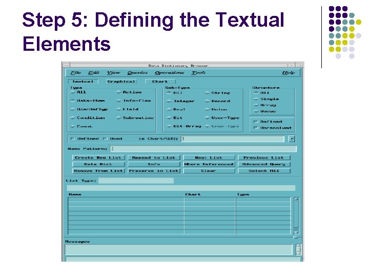Step 5: Defining the Textual Elements Step 5: Defining the Textual Elements