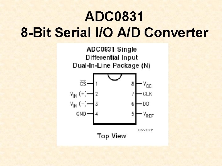 ADC 0831 8 -Bit Serial I/O A/D Converter 