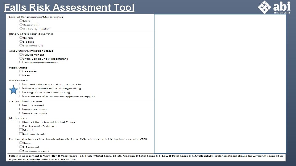 Falls Risk Matrix Older persons rehabilitation Presented by Ben Wassell Exercise
