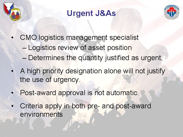 Urgent J&As • CMO logistics management specialist – Logistics review of asset position –