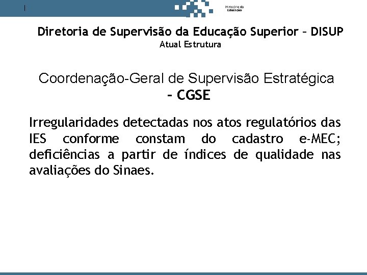 Antes de decidir, pense no estudante. Diretoria de Supervisão da Educação Superior – DISUP