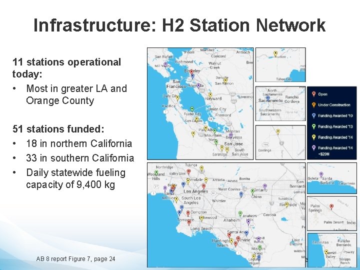 Infrastructure: H 2 Station Network 11 stations operational today: • Most in greater LA