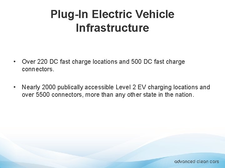 Plug-In Electric Vehicle Infrastructure • Over 220 DC fast charge locations and 500 DC