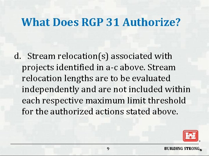 Regional General Permit RGP 31 Interagency Meeting June