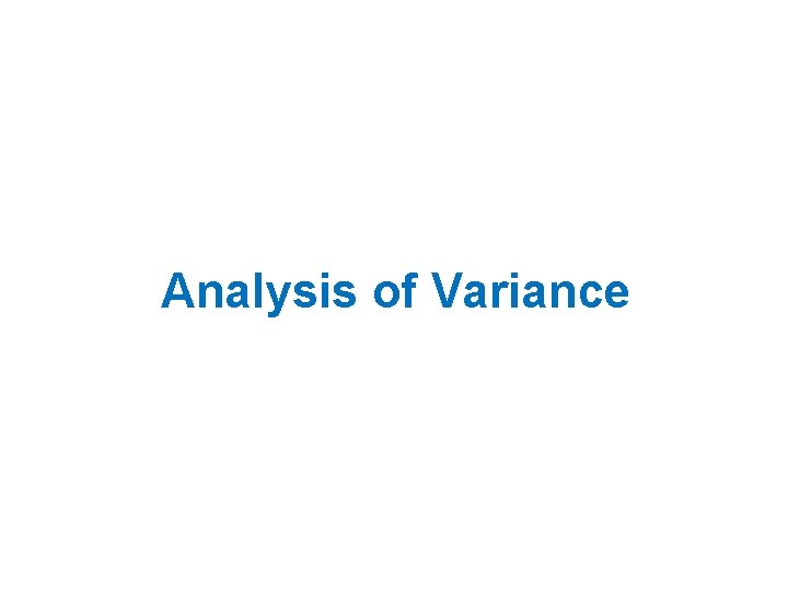 Analysis of Variance 