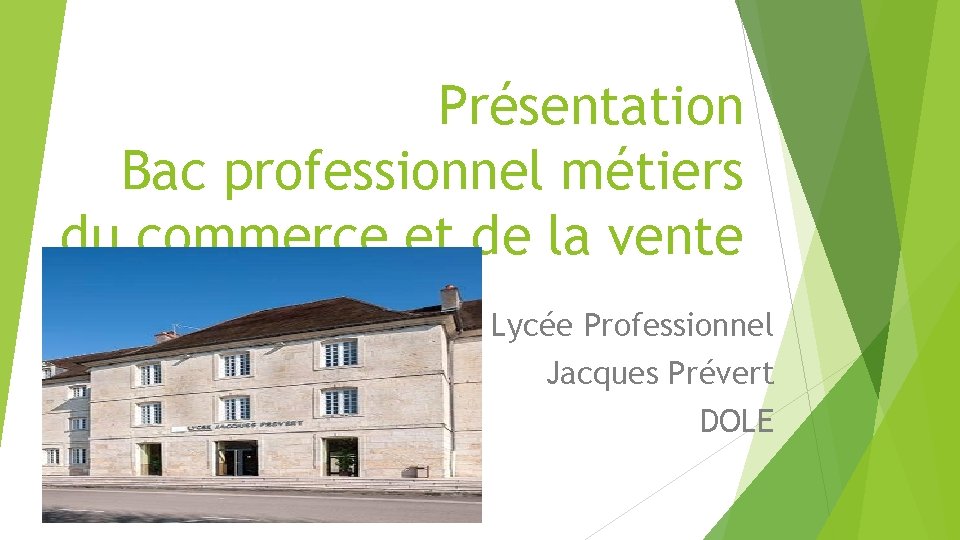 Prsentation Bac professionnel mtiers du commerce et de