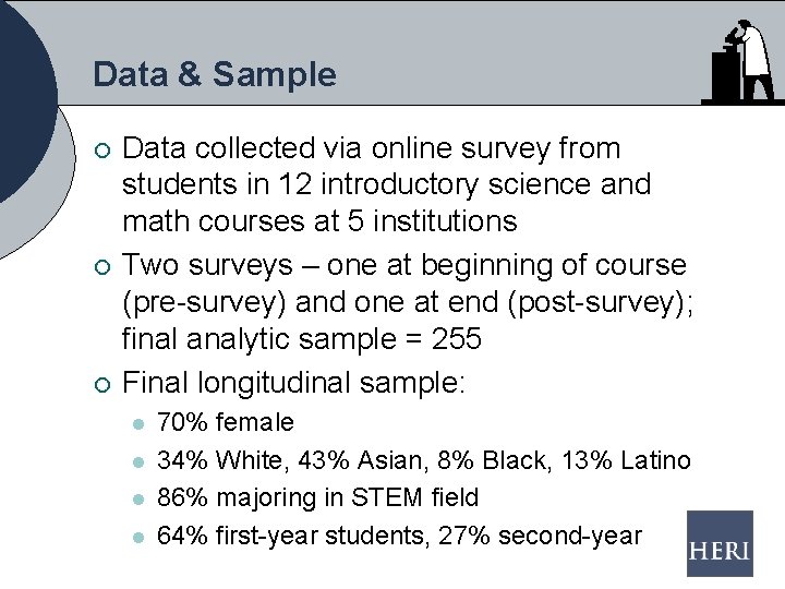 Data & Sample ¡ ¡ ¡ Data collected via online survey from students in